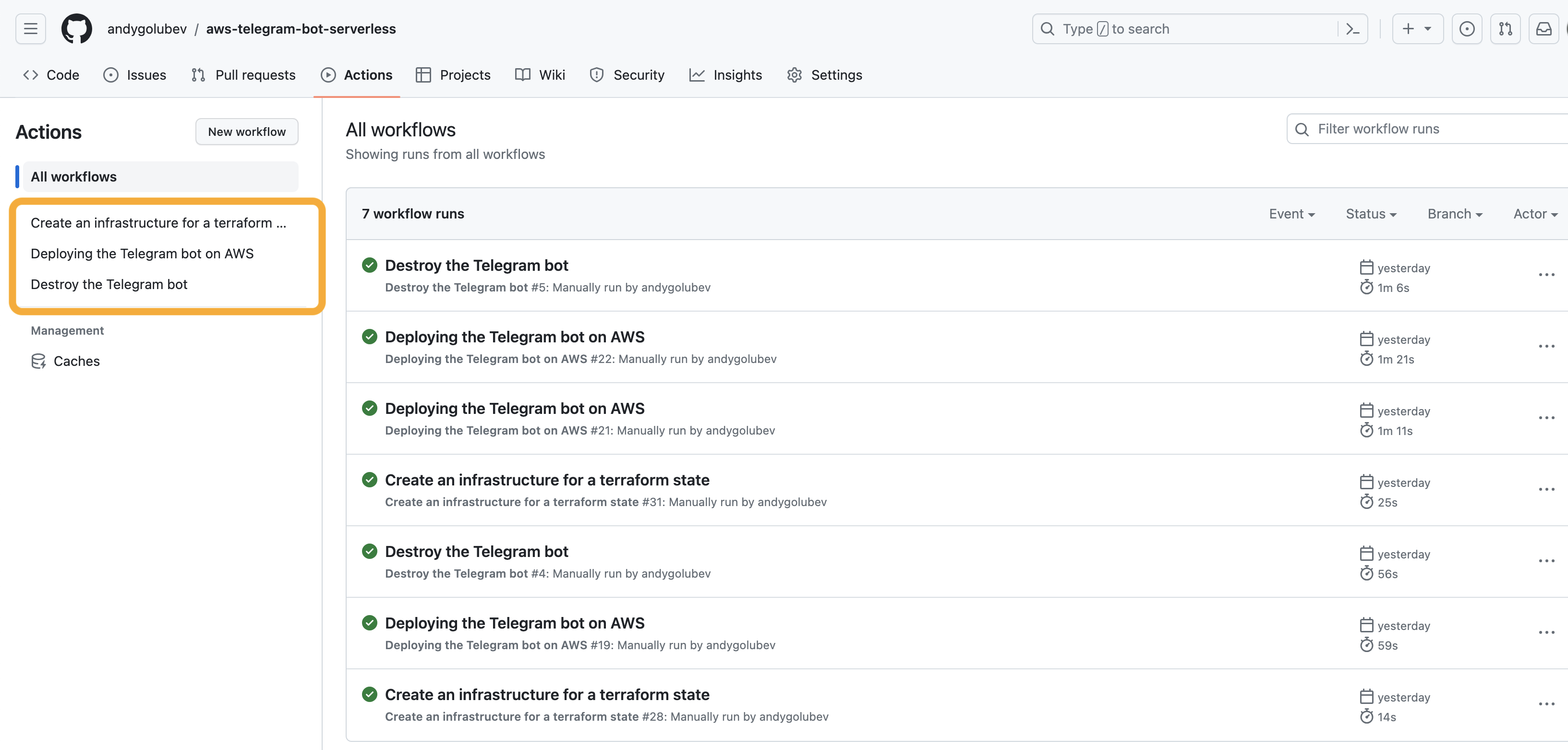 GitHub workflows