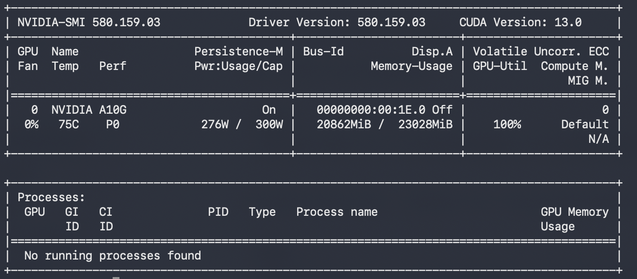 NVIDIA SMI during load