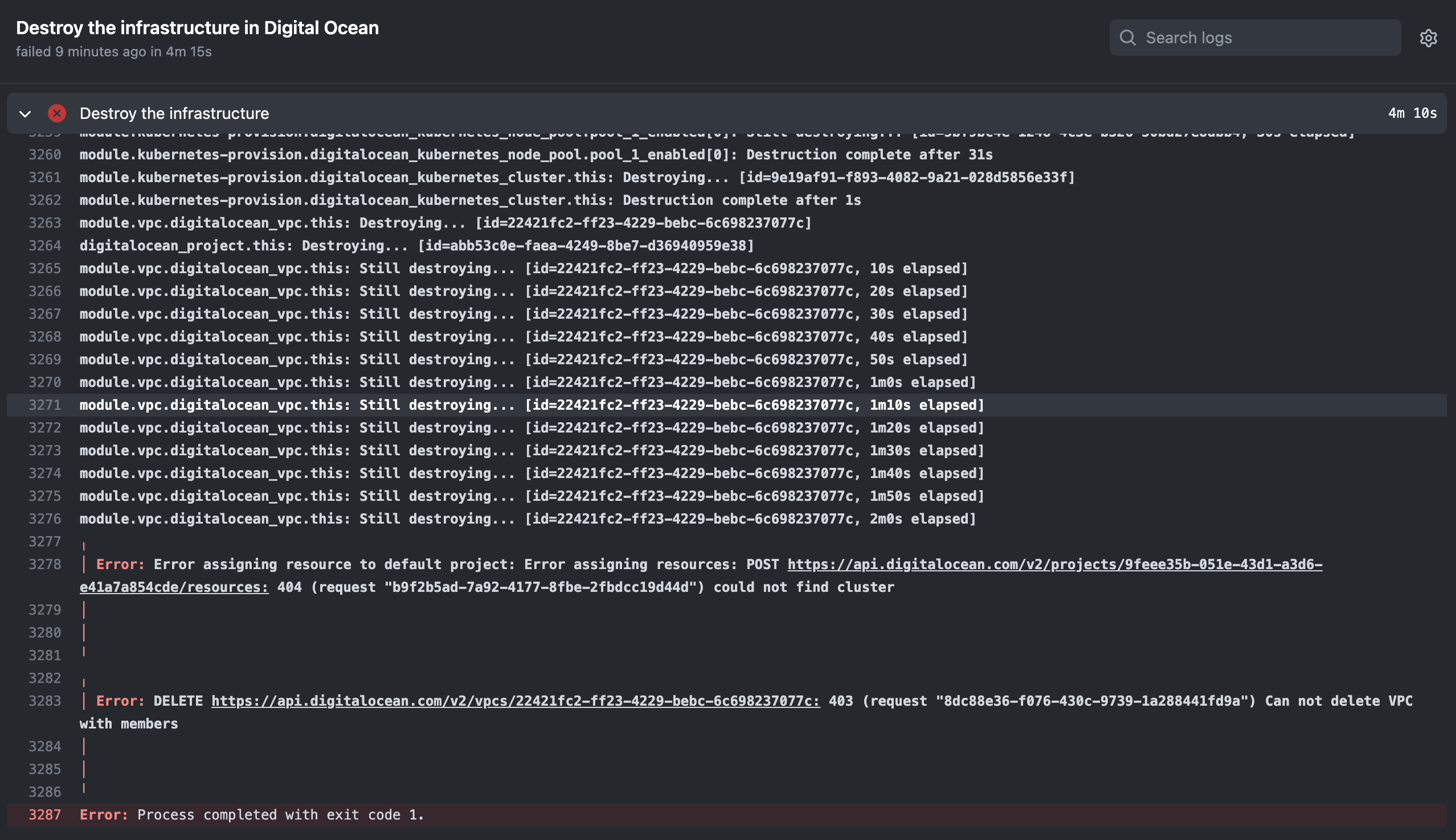 vpc error